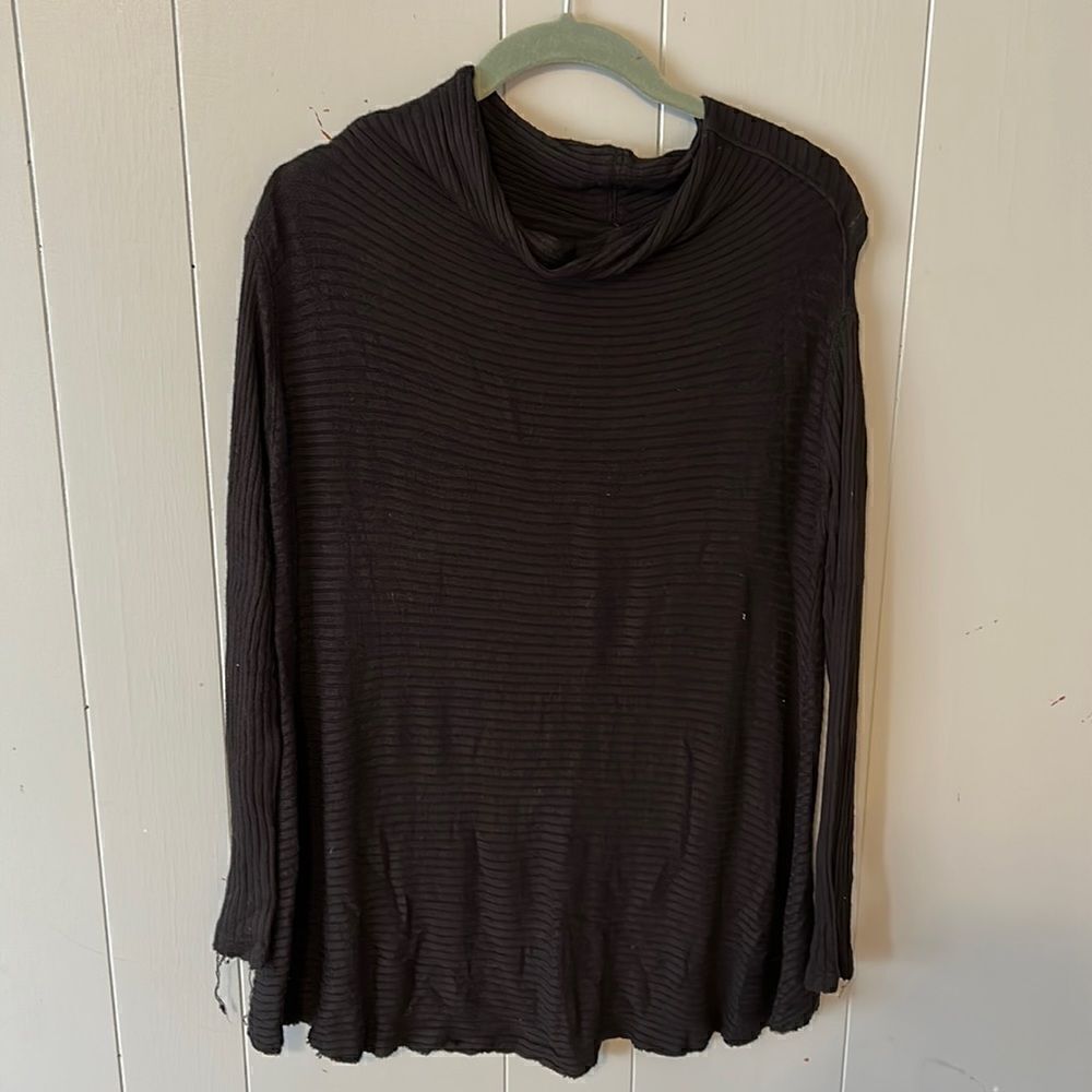 Free People Black Ribbed Top Size XS